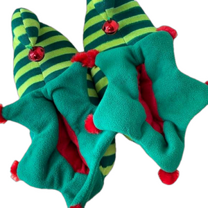 Elk Shoes w/ Bells. Green Stripes. Sz XL.